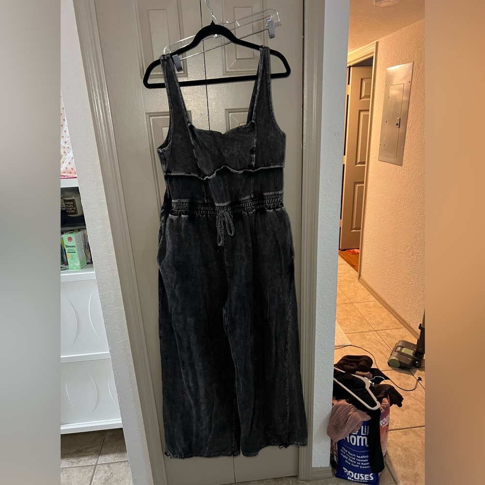 Fashion Nova acid wash corset style jumpsuit